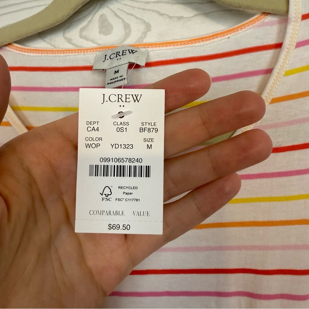 J. Crew Factory Striped Knit Tie-Waist Midi Dress Size Medium NWT - Picture 4 of 6
